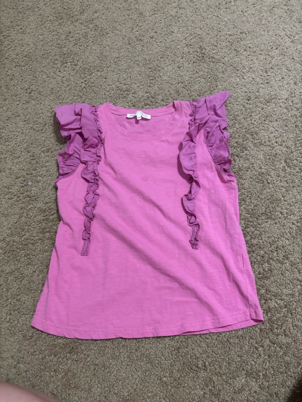 Melissa Nepton Marbella Pink Ruffle Sleeve Top Small 100% Cotton - Picture 2 of 6